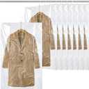 8 Pack Hanging Vacuum Sealer Storage Bags Reusable Space Saver Compressed Bags Closet Organizer Moving Travel Supplies for Clothes Coats Suits Dress Jackets Bedding Comforters Blankets