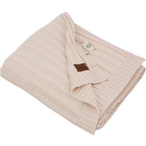 100% Organic Cotton Knit Blanket Denise 80x90 Inches Earth Ivory -Soft and Lightweight, Breathable All-Season Throw for Bed, Sofa, or Lounge Area - GOTS Certified-Perfect for Home and Bedroom Styling
