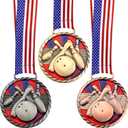 Huquary 3 Pcs Bowling Medal 2.5 Inch Bowling Trophy Gold Silver Bronze 1st 2nd 3rd Place Award Medals with Stars and Stripes American Flag Ribbon for Competitions, Club Celebration Souvenir Tournament