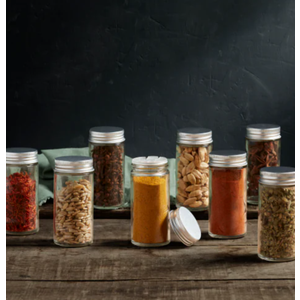 Mason Craft & More 8-Piece Glass Spice Jars with Metal Lids
