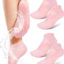 Golbylicc Silicone Moisturizing Socks for Women Dry Cracked Feet, Soft Gel Rubber Socks, Women Foot Care Spa Pedicure Silicone Socks for Cracked Heel and Softening Rough Skin, Calluses (2 Pairs, No Size )