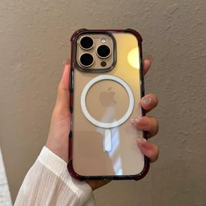 for iPhone 16 Pro Max Phone Case 6.9 inch, Drop Protection Puffer Design, Compatible with MagSafe, Shockproof Soft TPU & Hard Pc Brown