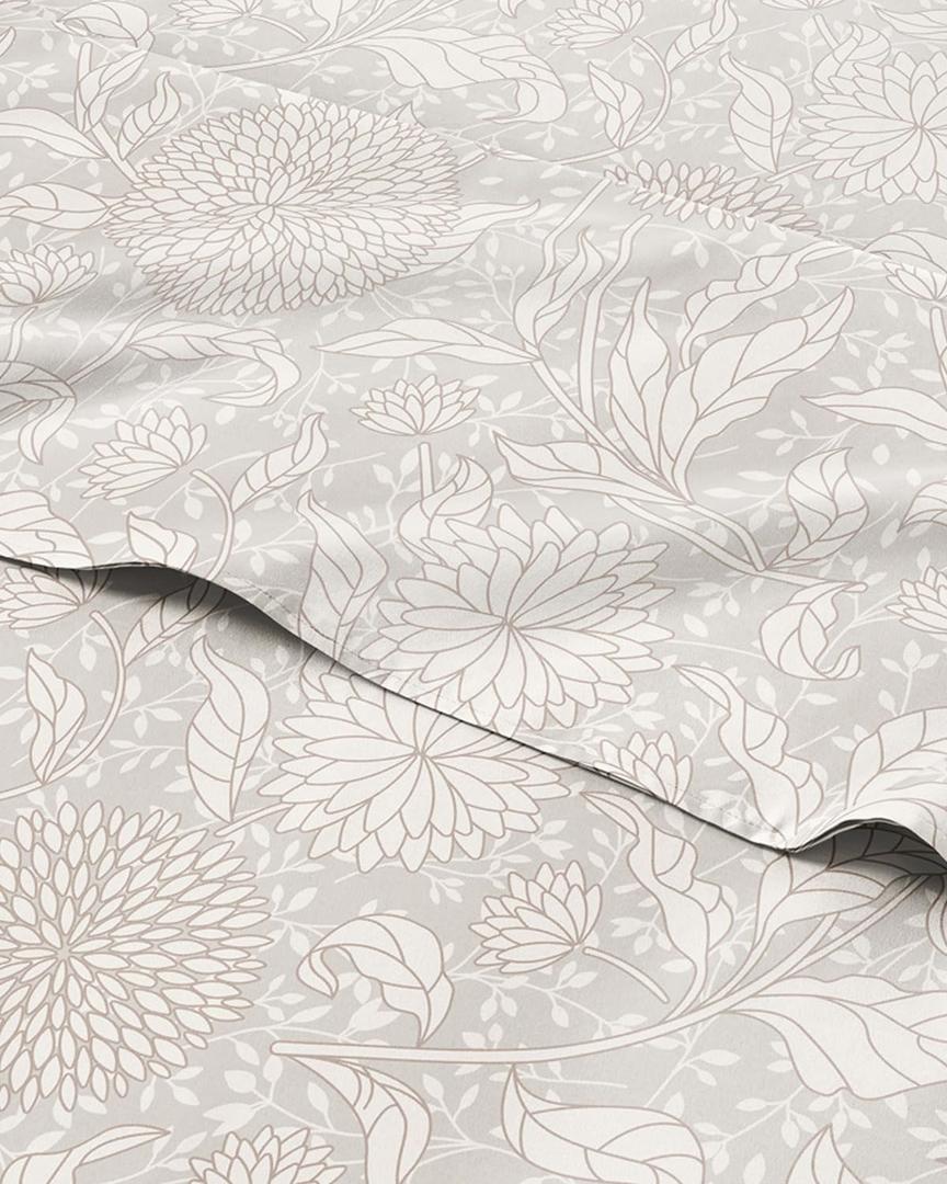 Floral Sheets - Beige Floral Bed Sheet Set - 1 Flat, 1 Fitted & 2 Pillowcases w/ Deep Pockets - Comfy, Wrinkle & Fade Free - Boho Botanical Bedding - Ultra-Soft, Breathable & Cooling - Queen Size