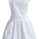 Petite Maid Ruffle Retro Apron Kitchen Cooking Cleaning Fancy Dress Cosplay Costume (White)