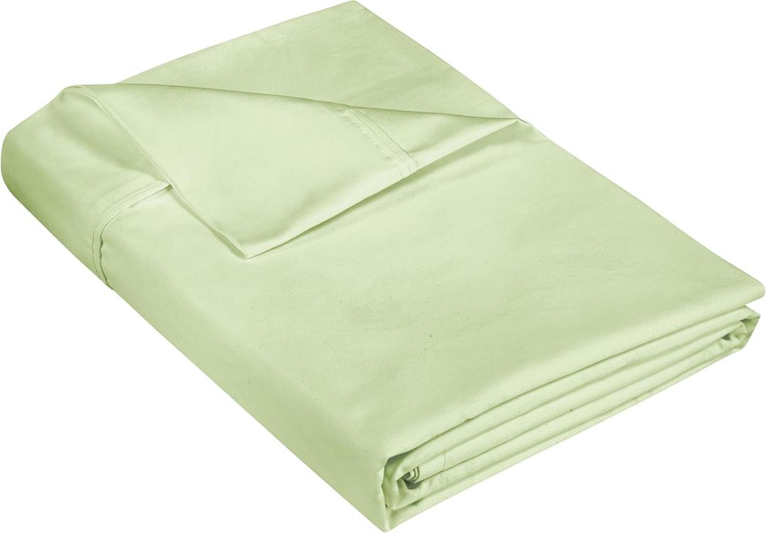 400 Thread Count 100% American Grown Cotton Flat Sheet - Cooling Sheets - King Sheets - Luxury Sateen Weave - King Flat Sheet Sold Separately - Super Soft Green Flat Sheet Only (King, Florentine Sage)