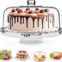 HBlife Cake Stand with Acrylic Dome Cover (12.2"), Multifunctional Serving Cookie Platter Punch Bowl and Cake Plate for Dessert Table Display for Parties (6 Uses)