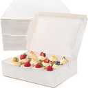 Okllen 20 Pack White Cardboard Bakery Boxes, 14 x 10 x 3.5 Inches Quarter Sheet Cake Box for Cake, Muffins, Pastries, Donuts, Cupcakes & Pie Packaging