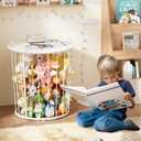 BBLIKE Large Stuffed Animal Storage End Table - Sturdy Metal Kids Toy Storage Bin, Stuffed Zoo Animal Holder for Bedroom, Living Room, Nursery, Perfect for Plush Toy Organizer, White