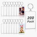 Yaomiao Acrylic Photo Frame Keychain Holder Photo Picture Insert Blank Keyring for DIY Craft