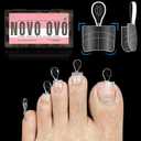 NOVO OVO Upgraded Flexible Half Cover Soft Gel Fake Toe Nail Tips with Auxiliary Line for Toenail Extension, Sharp Square Medium Wide for Men Women Acrylic pedicure in Salon x 15 Sizes 240 Pcs