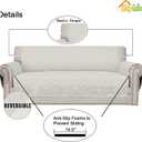 Easy-Going Reversible Loveseat Couch Cover for 2 Cushion Couch Sofa Cover for Dogs Water Resistant Furniture Protector with Foam Sticks Elastic Straps for Pet (Loveseat, Ivory/Ivory)