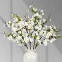 Artificial Cherry Blossom Branches 31.5'', 4 Pack Faux Spring Flowers for Tall Vase, Realistic Flower Stems for Home Decor, Wedding, Easter, Table Centerpiece and Party Decor (Pure White)
