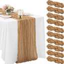 10 Pack Nude Cheesecloth Table Runner 10FT Boho Gauze Fabric Table Runner Vintage Rustic Sheer Runners for Wedding Party Bridal Baby Shower Long Table Decorations (20"x120")