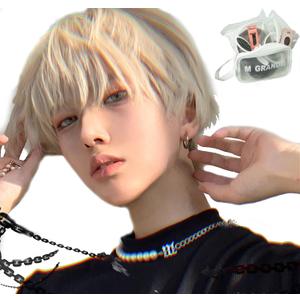 MGRANDE wig premium line 【 active top stylist produce 】 6 items set inner color line men's original wig short small face effect（cool whiteSt DY09B