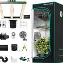 MARS HYDRO 3x3 Smart Grow Tent Kit Complete System with Temperature Humidity Controller,150W FC-E1500 Dimmable Grow Light,32" x 32" x 63" 1680D High Reflective Mylar,4inch Automatic Ventilation Kit