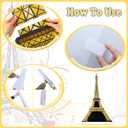 Leinuosen 6 ft Eiffel Tower Cardboard Cutout Stand up Lifesize French Theme Party Decoration Gold Eiffel Tower Photo Prop Backdrop Standup for France Night of Paris Theme Party Birthday Decor