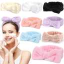 UMIKU 8 Pack Facial Headbands for Women - Soft Coral Fleece Cosmetic and Skincare Head Wraps for Makeup, Hair Care, Face Washing and Spa Gifts (Black, khaki, beige, white, light blue, light purple, ivory pink, light pink)