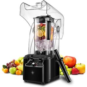 Commercial Blender for Smoothies With Quiet Shield, 2.5HP Motor, Stainless Steel Blade, 80oz Pitcher for Shakes, Smoothies, Ice Crushing, Frozen Drinks, 15 Speeds, Self-Cleaning, Black