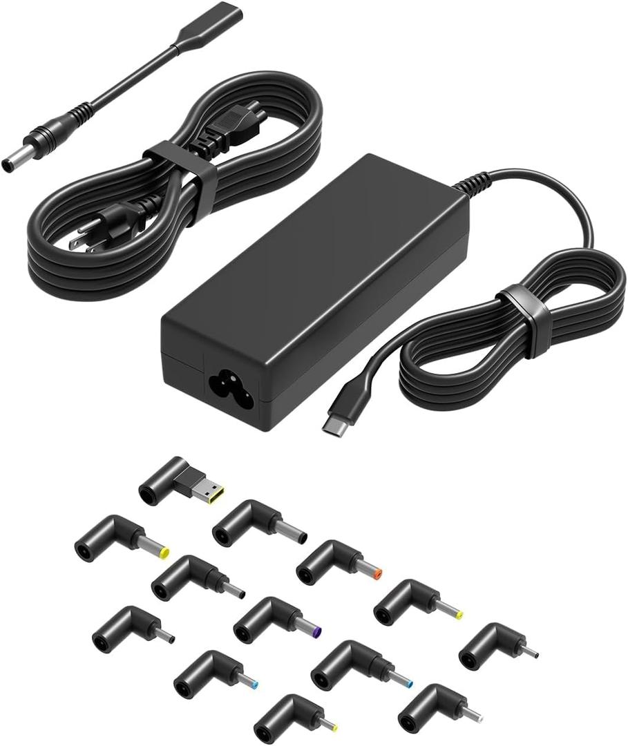 SLRIOYS 100W USB C Universal Laptop Charger with 15 Tips Compatible with Hp Dell Lenovo Acer Asus Toshiba Samsung MacBook IBM LG Fujitsu MSI IBM Google Chromebook Tablets Power Adapter Cord