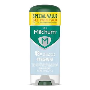 Mitchum Men’s Triple Odor Protection Antiperspirant & Deodorant Gel, Unscented, 48HR Protection, 2 pack