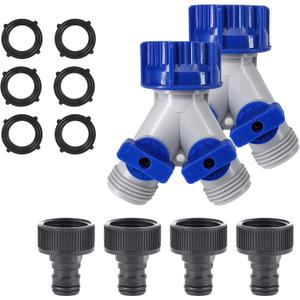 Garden Hose Splitter, 2Pcs 360 3/4" Plastic Water Hose Splitter 2 Way, Garden Hose Connector with Faucet Watering Shut Off for Landscaping, Gardening, Flower Planting, Irrigation