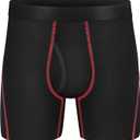 Men's Viscose Boxer Briefs Performance Breathable Comfy Silk Waistband 6 Boxer Briefs Fly 5Pack (Black, S)