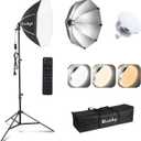 20" Softbox Lighting Kit, 3000K-6500K 85W LED Bulbs, Remote, 63" Tripod, Professional Softbox Photography Lighting Kit for Studio, Portrait, Video Recording (1 Pcs)
