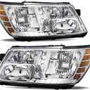 Headlights Assembly for 2009 2010 2011 2012 2013 2014 2015 2016 2017 2018 2019 2020 Dodge Journey Replacement Headlamp Assembly,Chrome Housing Amber Side