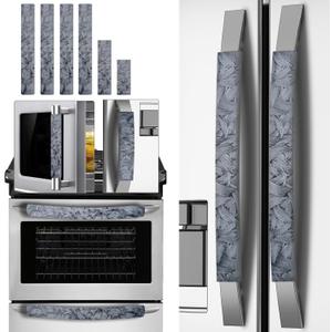 Set of 6 Refrigerator Door Handle Covers, Washable Velvet Fabric Appliance Handle for Fridge Microwave Stove Dishwasher Catch Stains Dust Fingerprint Prevent Ice hot Hand (Wind Grey)