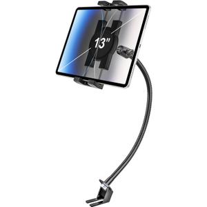 Car Seat Rail Tablet Holder for Truck, Gooseneck Heavy-Duty Front Passenger Seat Tablet Mount, 20inch Adjustable Metal Arm Compatible with 4-13" iPad Pro Air Mini, iPhone, Galaxy Tabs, Z Fold, Fire HD