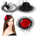 Mini Tea Party Hats Feather Fascinators Mini Top Hat Hair Clip Fascinator Hair Clip Fancy Hair Fascinators Bow Hair Barrette For Women Ladies, 20 x 20 x 6