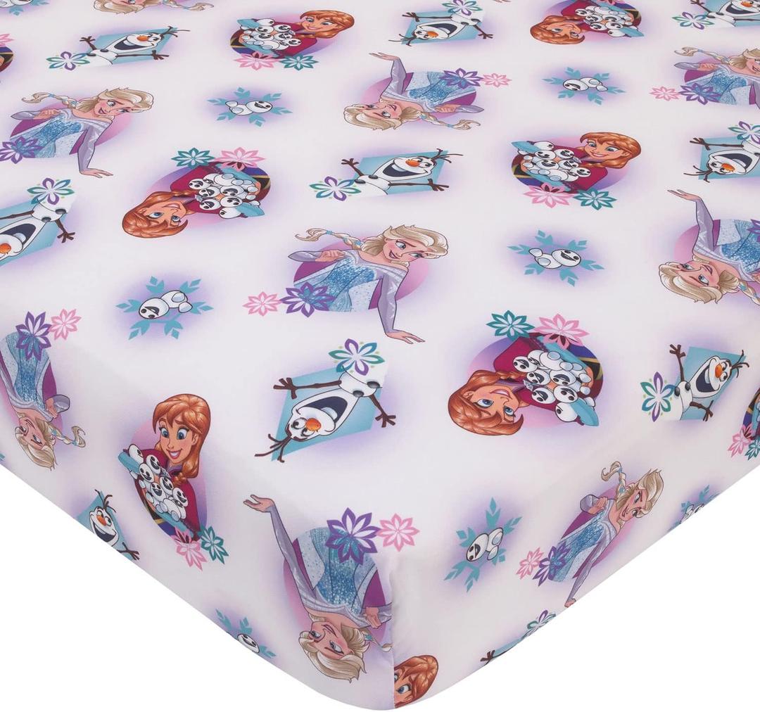 Disney Frozen Fitted Crib Sheet 100% Soft Microfiber, Baby Sheet, Fits Standard Size Crib Mattress 28in x 52in