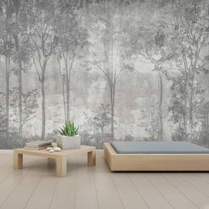 Gray Vintage Forest Tree Wallpaper Mural for Bedroom Living Room
149"x96" Not Peel and Stick