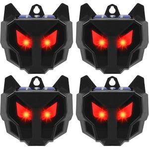 4 Pack Solar Nocturnal Animal Repeller Outdoor,Coyote Deterrent,Deer Repellent Devices,Predator Eyes Animal Deterrent Effective Guard Red Predator Lights for Chicken Coop Raccoon Skunk Fox Yard Farm
