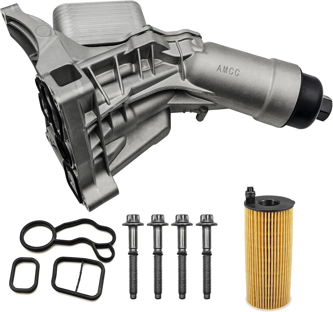 AMCC Upgrade Aluminum Engine Oil Cooler Filter Housing with Gasket Bolts Compatible with 2016-2022 BMW B48 F30 230i 330e 330i GT 430i 530i 530e 740e xDrive X3 X4 B46 L4 2.0L Replace: 11428596283
