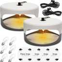 Flea Traps for Inside Your Home, 2 Pack Flea Trap with Sticky Pads Refills & Light Bulb Replacement, Odorless Natural Indoor Bed Bug Light Killer Insect Infestation Treatment Trap for Kids Pet (Round)