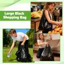 SHENLIU 400 Count Black Plastic Bags with Handles, 24" X 15.7" Large T Shirts Grocery Shopping Bags 35 Mic Thick and Heavy Duty for Home Stores Supermarkets Grocery Stores And Other Small Businesses