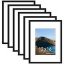 PEALSN 12x16 Picture Frame Set of 6, Display Pictures 8.5 x 11 with Mat or 12 x 16 without Mat for Wall Mounting Display, Photo Frames Collage for Wall Decor, Black.