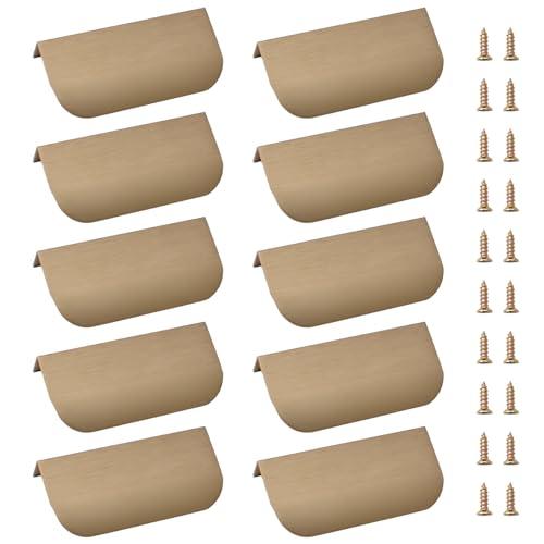 MOROBOR Finger Edge Pull, 10 PCS Rounded Edge Drawer Handle, Aluminum Alloy Invisible Handle for Cabinet Hardware Drawer, 80 mm/Bronze
