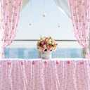8 Pcs 29 X 70 Inch Cherry Shiny Glitter Tulle Table Runner Pink Sheer Lace Tablecloth for Party Decorations Shortcake Birthday Wedding Bridal Shower Party Home Kitchen Table Decor