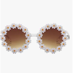 Dollger Daisy Sunglasses for Women Flower Round Fashion Rave Party Disco Fun Festival Retro Sunglasses Girls Gift