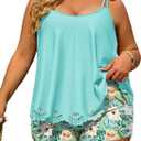 Plus Size Two Piece Swimsuits for Women Tankini Bathing Suits Full Coverage Flowy Swim Dress with Shorts 2026 (XX-Large Plus, Mintgreen Floral)