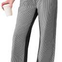 ONLYSTORY Women Striped Low Rise Pants Boho Wide Leg Pant Trendy Fun Patchwork Draw String Pull On Jeans (Black, S)