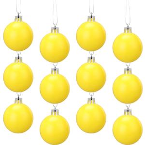 12 Pcs 2.4 inches Yellow Christmas Ball Christmas Tree Ornaments Christmas Tree Pendants Xmas Shiny Balls Baubles Set for Christmas Tree Hanging Wreath Garland DecorationsMatte Yellow