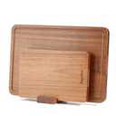 Sapviao Teak Wood Cutting Board Set Solid Unibody Design One Piece Durable Knife Friendly Wooden Chopping Board with DeepJuice Grooves Built in Handles for Kitchen Vegetables 13 X 8.7 &10.2 X 6.3 IN