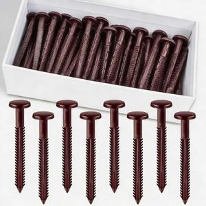 60Pcs 3 Inch Vinyl Shutter Fasteners, Window Shutter Panel Pegs Shutter Screws Lok Pins Plastic Shutter Spike Anchors for Installing Decorative Exterior Wood Aluminum Vinyl Shutter (Burgundy Red)