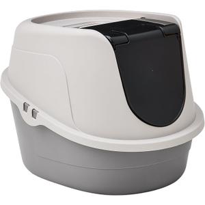 Amazon Basics No-Mess Hooded Enclosed Cat Litter Box with Odor Control and Swinging Door, Standard, 21" x 16" x 15", Multicolor