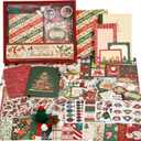 Christmas Scrapbooking Supplies Kit, Aesthetic New Year Festival Scrapbook Kits for Bullet Junk Journal, Stationery, Notebook, DIY Cute Journaling Supplies, Craft Christma Gift for Teen Girl Kid Women