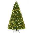 8Ft Pre-Lit Hinged PVC Christmas Tree 430 LED Lights Green