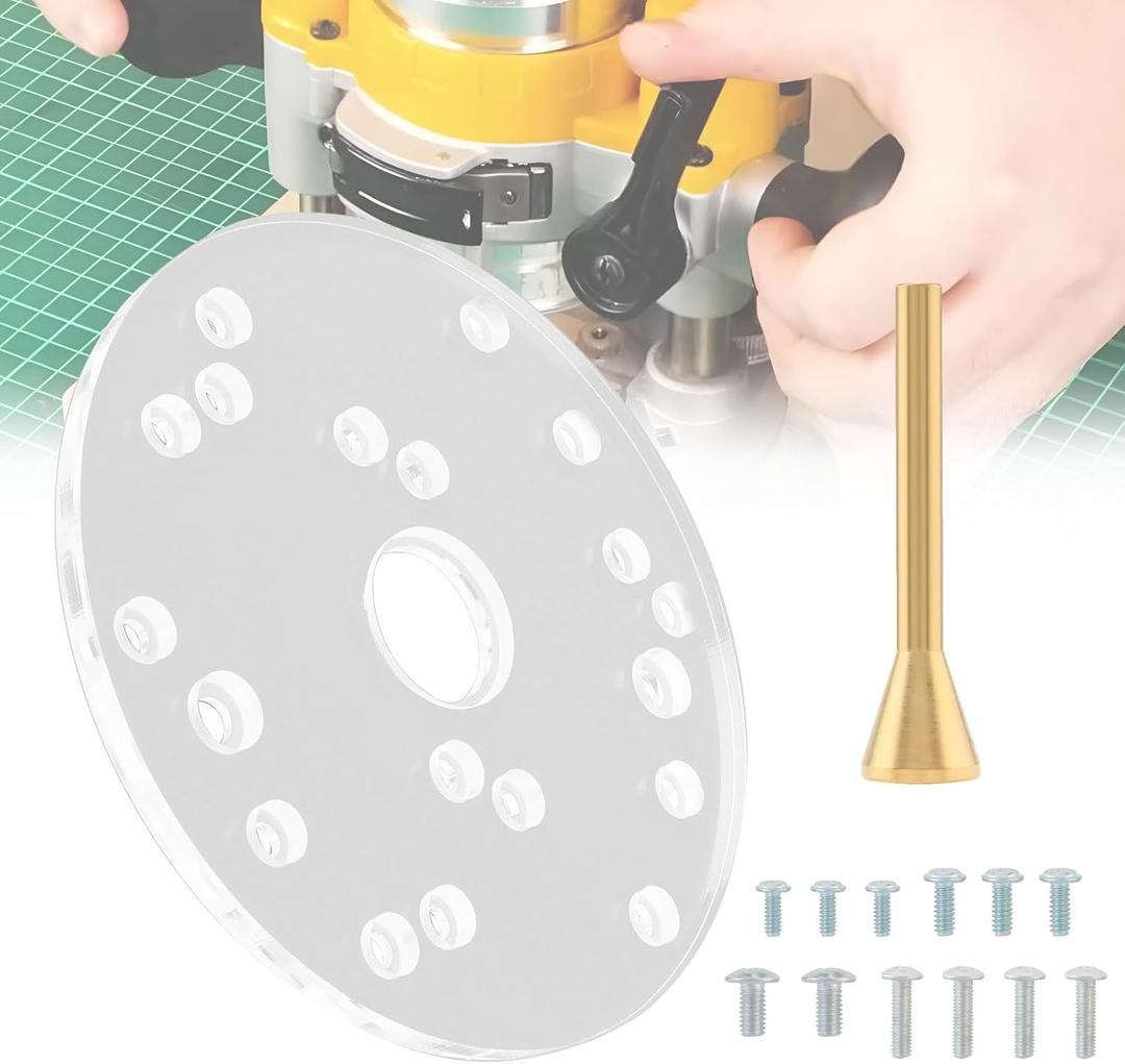 Omninmo 5-3/ 4" Router Base Plate, Clear Acrylic with Multiple Predrilled Holes, Acrylic Woodworking Auxiliary Tools for Trim Routers, Fits Bosch, DeWalt, Makita, Porter Cable, Ryobi